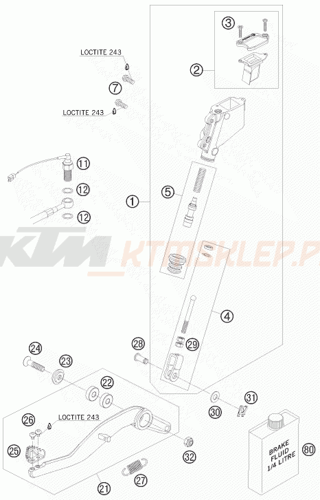 Schemat "tył hamulec - pompa" do KTM 950 SUPERMOTO R