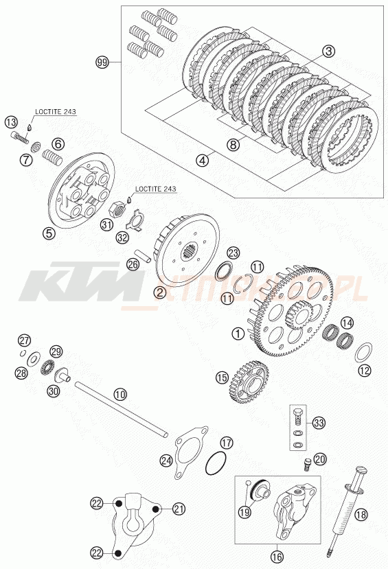 Schemat "sprzęgło" do KTM 400 EXC RACING
