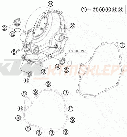 Schemat "pokrywa sprzęgła" do KTM 690 SUPERMOTO R