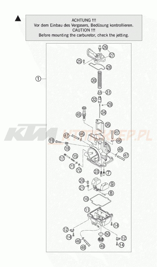 Schemat "gaźnik" do KTM 200 XC-W