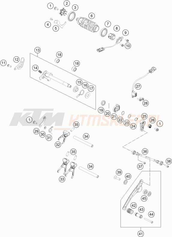 Schemat "skrzynia biegów-automat zmieniający " do KTM 790 Duke