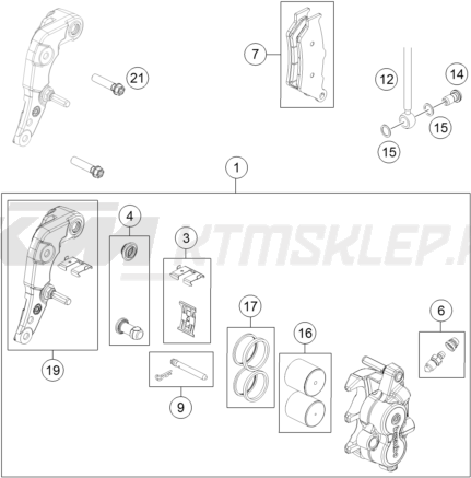 Schemat "hamulce- zacisk hamulcowy przód" do KTM 690 ENDURO R ABS
