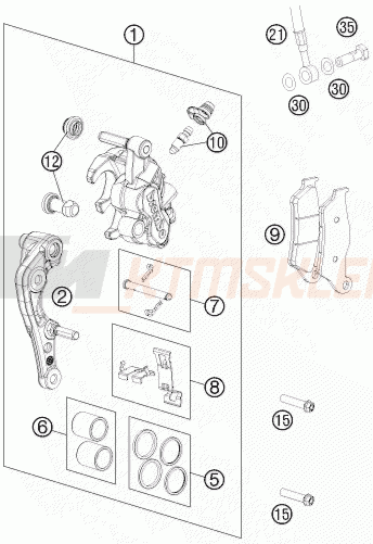 Schemat "zacisk hamulcowy + tarcza przód" do KTM 300 XC