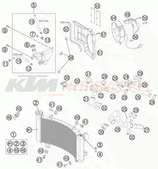 Schemat "układ chłodzenia" do KTM 990 SUPER DUKE