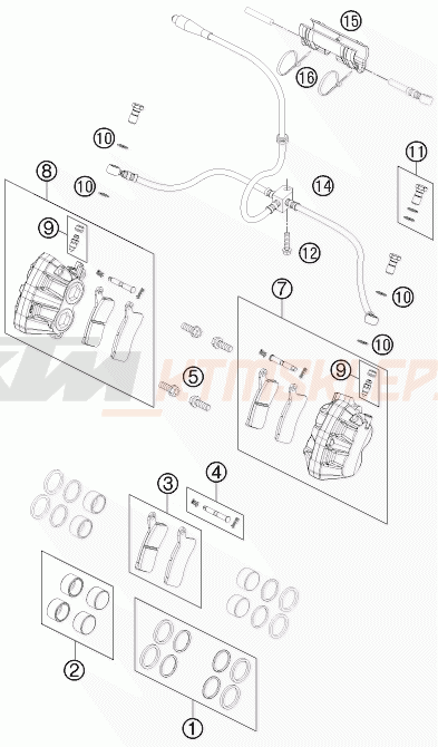 Schemat "zacisk hamulcowy + tarcza przód" do KTM 525 XC ATV