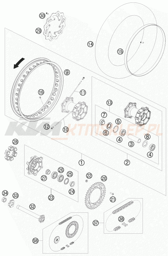 Schemat "koło tył" do KTM 690 ENDURO R