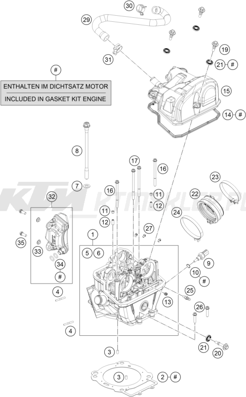 Schemat "głowica" do KTM 690 DUKE R ABS