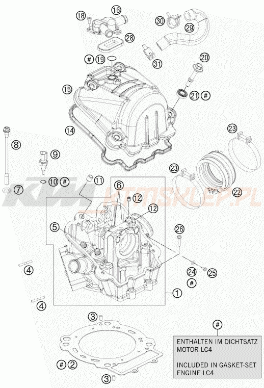 Schemat "głowica" do KTM 690 DUKE R