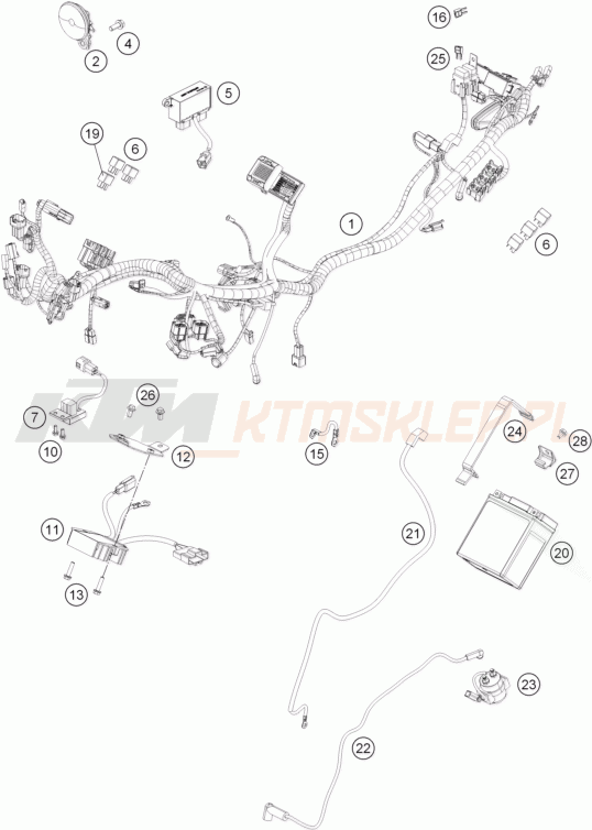 Schemat "wiązka elektryczna" do KTM 390 DUKE ABS BAJAJ