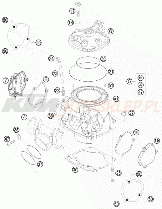 Schemat "cylinder, głowica" do KTM 300 EXC-E