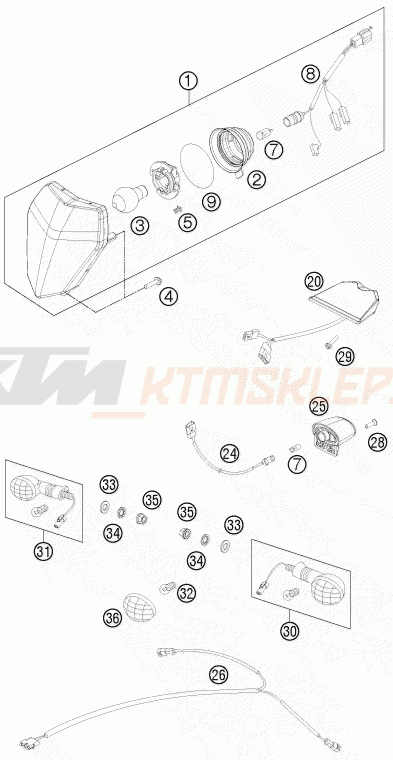 Schemat "oświetlenie" do KTM 500 EXC