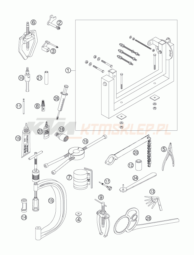 Schemat "Special tools (engine)" do KTM 250 EXC-F