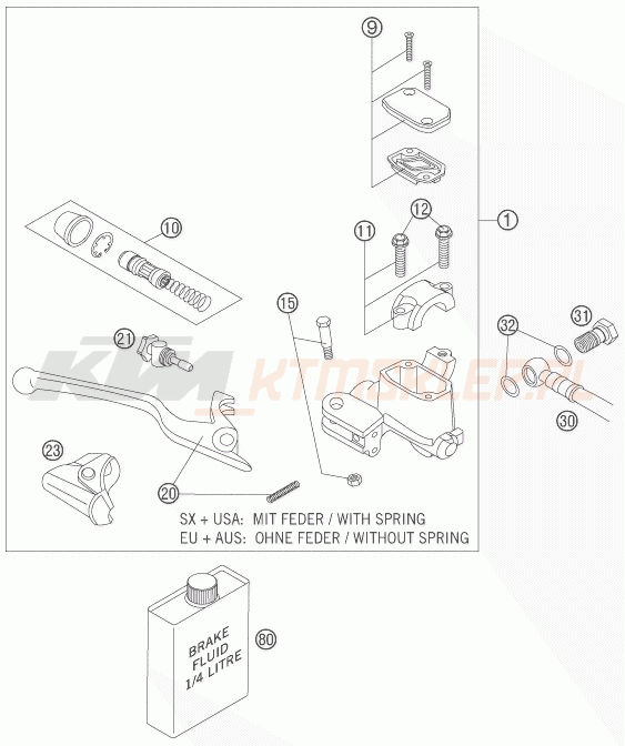 Schemat "przedni hamulec" do KTM 525 SX