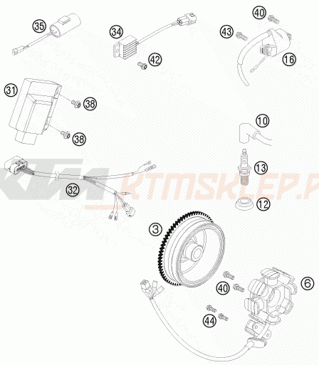 Schemat "układ zapłonowy" do KTM 250 EXC SIX-DAYS