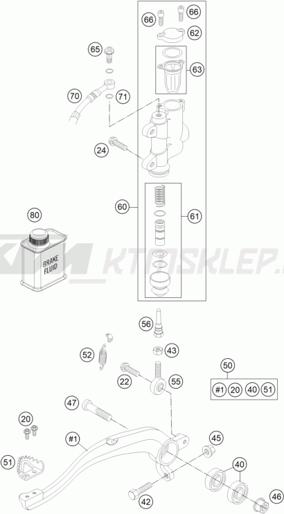 Schemat "tył hamulec - pompa" do KTM 85 SX 19/