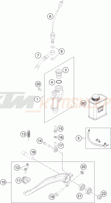 Schemat "tył hamulec - pompa" do KTM 250 EXC SIX-DAYS