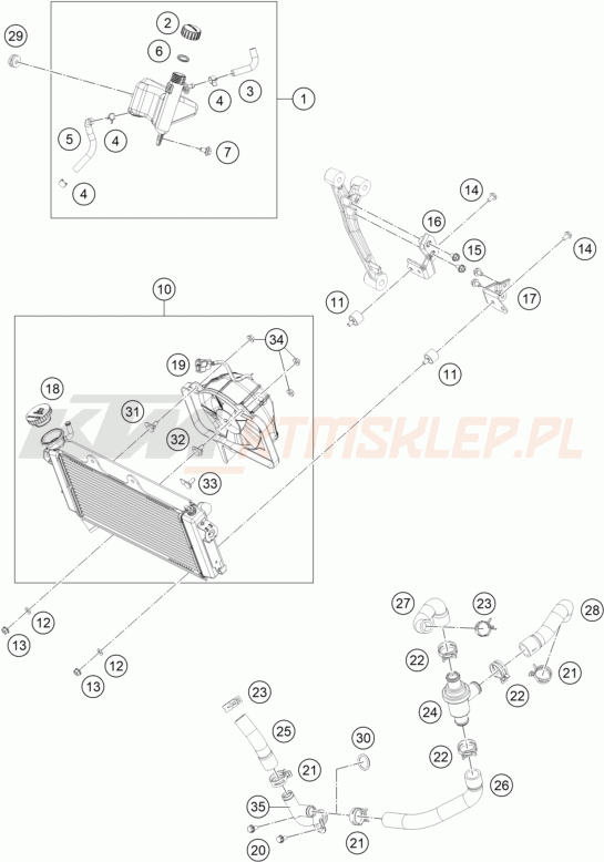 Schemat "układ chłodzenia" do KTM RC 125