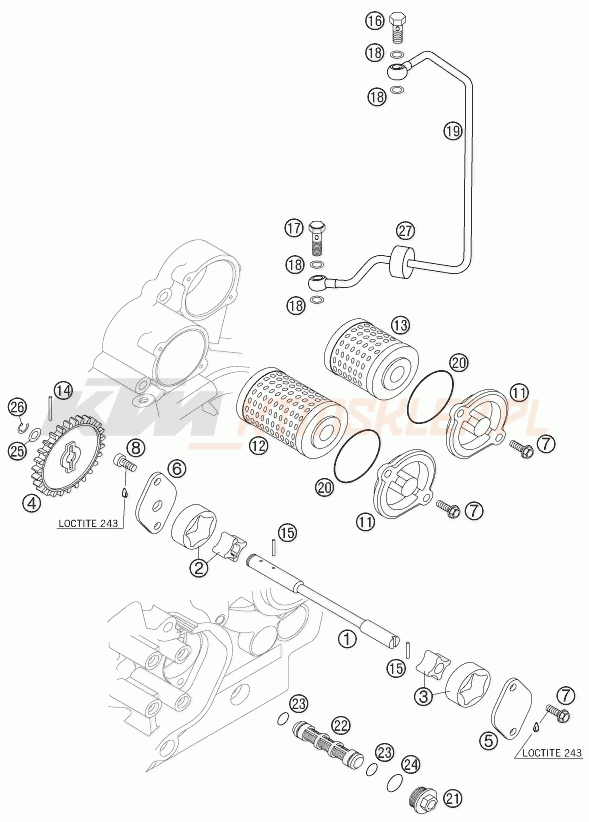 Schemat "smarowanie silnika" do KTM 450 XC