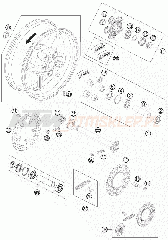 Schemat "koło tył" do KTM 990 SUPER DUKE BLACK