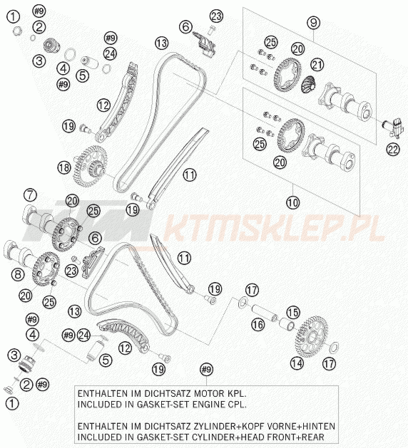 Schemat "układ rozrządu" do KTM 1190 RC 8 R TNT EDIT.