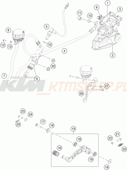 Schemat "zacisk hamulcowy tył" do KTM RC0, W/O ABS
