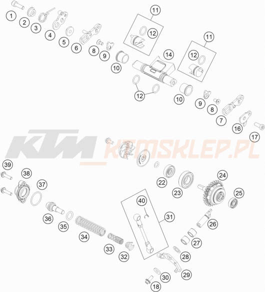 Schemat "zawór wydechowy" do KTM 125 SX