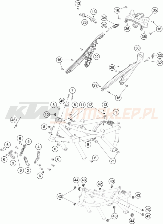 Schemat "rama" do KTM 1390 SUPER DUKE R, black, Display