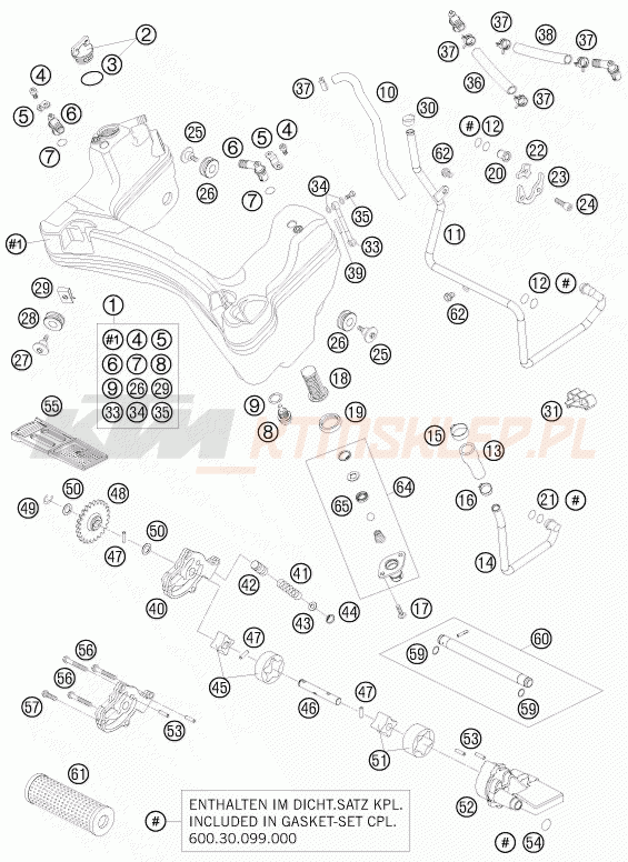 Schemat "smarowanie silnika" do KTM 990 SUPER DUKE