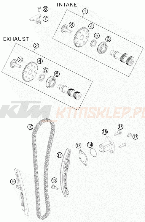 Schemat "układ rozrządu" do KTM 125 DUKE