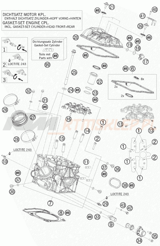 Schemat "głowica tył" do KTM 1190 RC8