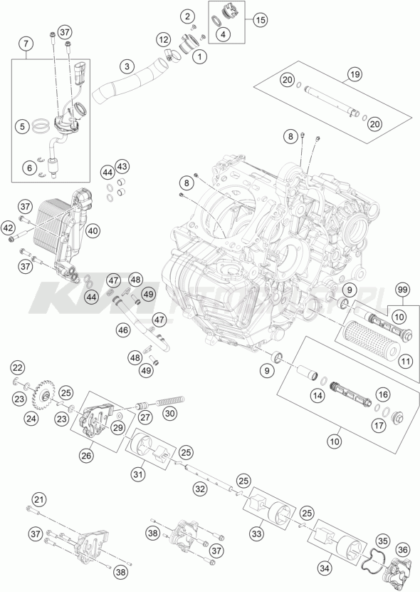 Schemat "smarowanie silnika" do KTM 1290 SUPER ADVENTURE R OT