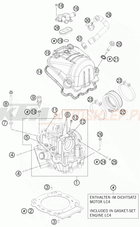 Schemat "głowica" do KTM 690 SMC