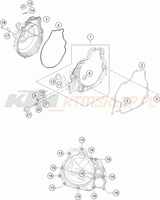 Schemat "pokrywa sprzęgła" do KTM RC 250 R
