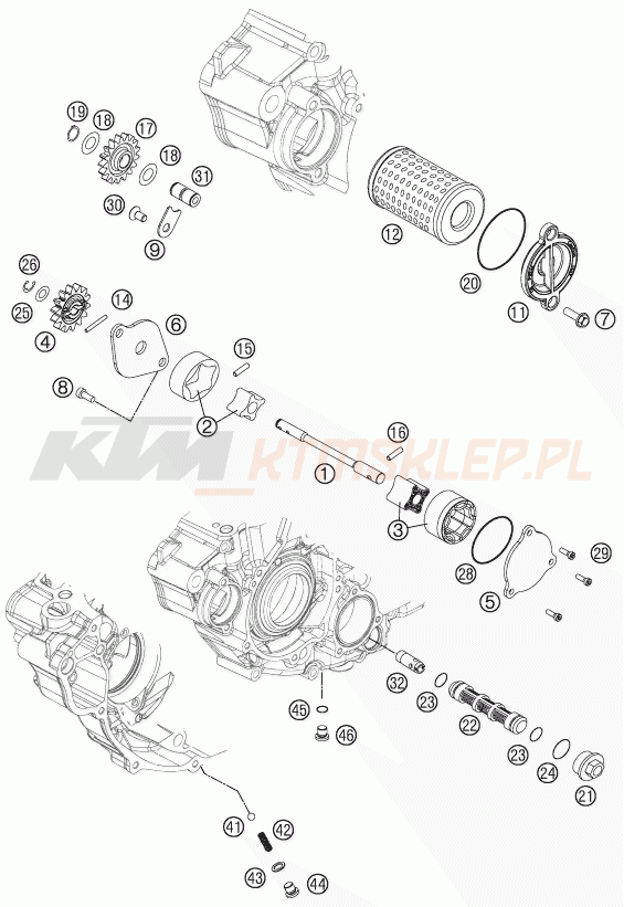Schemat "smarowanie silnika" do KTM 350 SX-F
