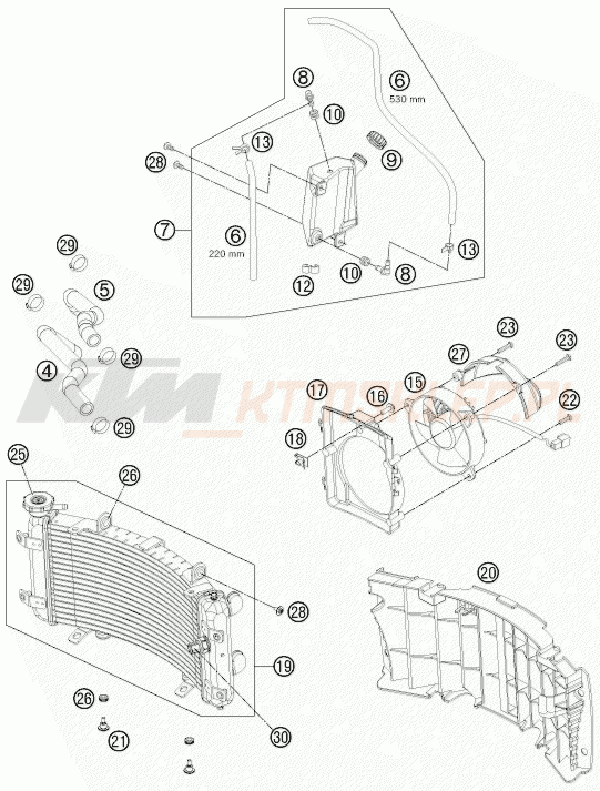 Schemat "układ chłodzenia" do KTM 505 SX ATV