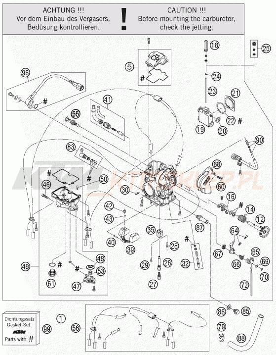 Schemat "gaźnik" do KTM 250 XC-F