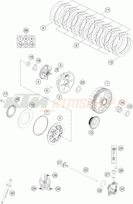 Schemat "sprzęgło" do KTM 250 EXC TPI