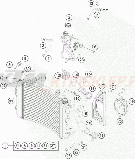 Schemat "układ chłodzenia" do KTM 690 DUKE ABS