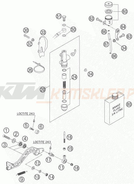 Schemat "tył hamulec - pompa" do KTM 660 RALLYE FACTORY REPL.