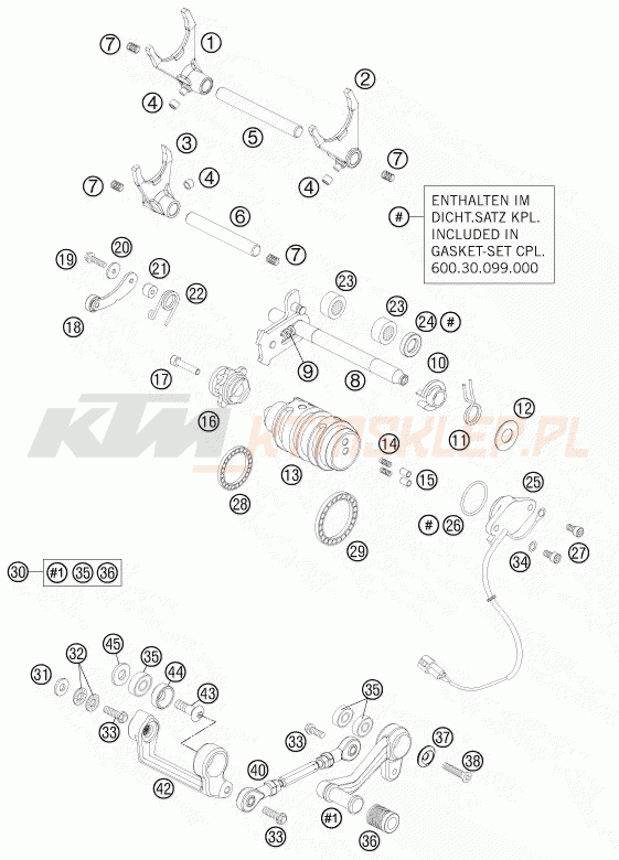 Schemat "skrzynia biegów-automat zmieniający " do KTM 990 SUPER DUKE R