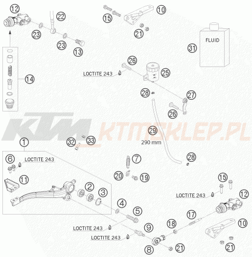 Schemat "tył hamulec - pompa" do KTM 690 RALLY FACTORY REPLICA