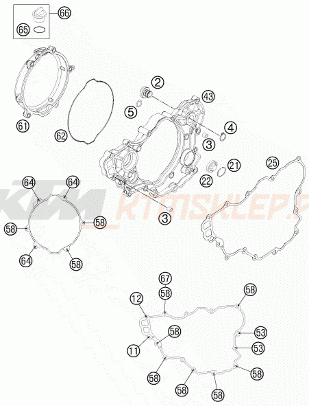 Schemat "pokrywa sprzęgła" do KTM 250 SX-F