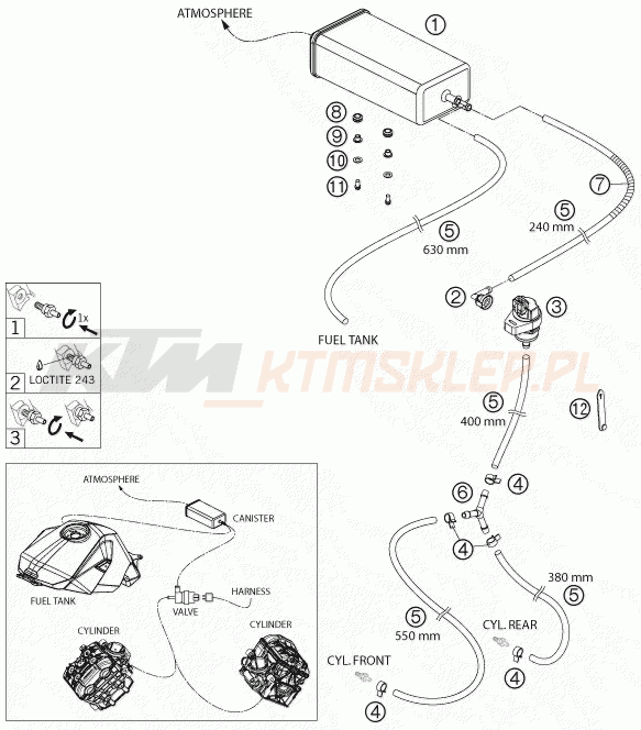 Schemat "EVAPORATIVE CANISTER" do KTM RC 8 / PS 09