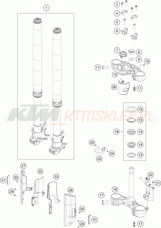 Schemat "przód amortyzatory, półki zawieszenia" do KTM 890 ADVENTURE R RALLY