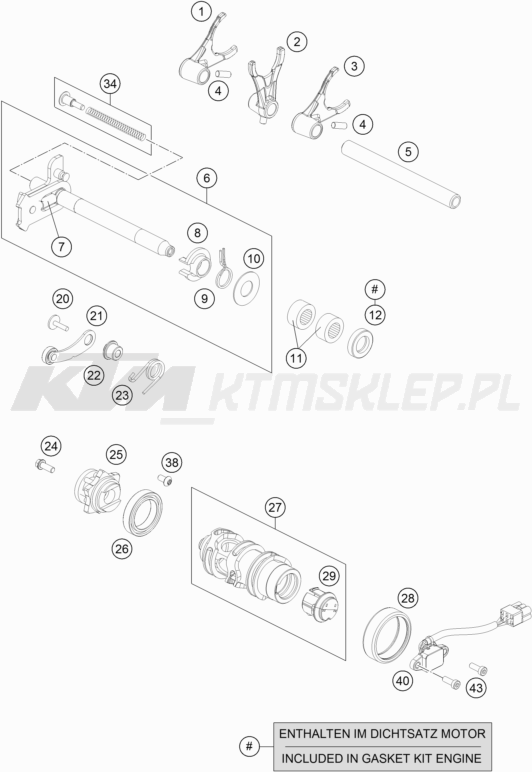 Schemat "skrzynia biegów-automat zmieniający " do KTM 690 DUKE R ABS