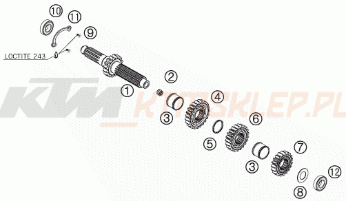 Schemat "TRANSMISSION I - MAIN SHAFT" do KTM 450 SXS-F
