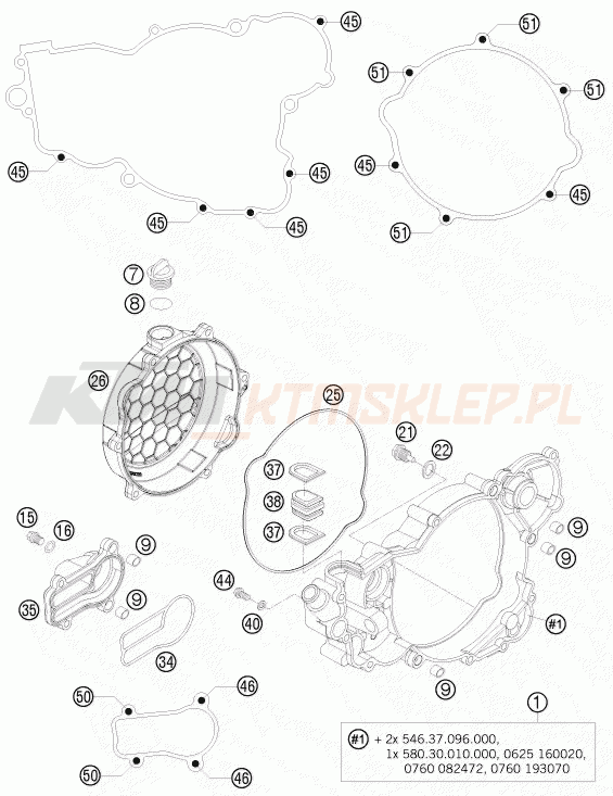 Schemat "pokrywa sprzęgła" do KTM 300 XC