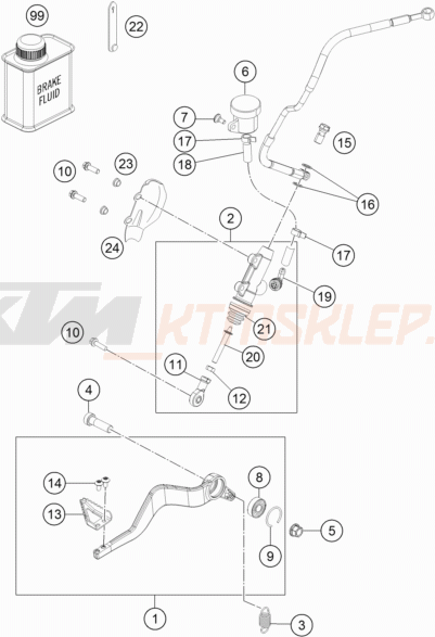 Schemat "tył hamulec - pompa" do KTM 1290 SUPER ADVENTURE WH ABS