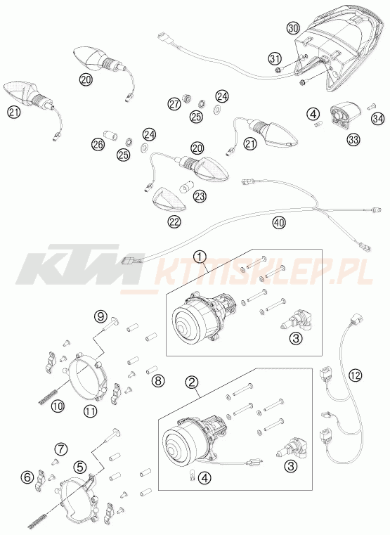 Schemat "oświetlenie" do KTM 690 DUKE R