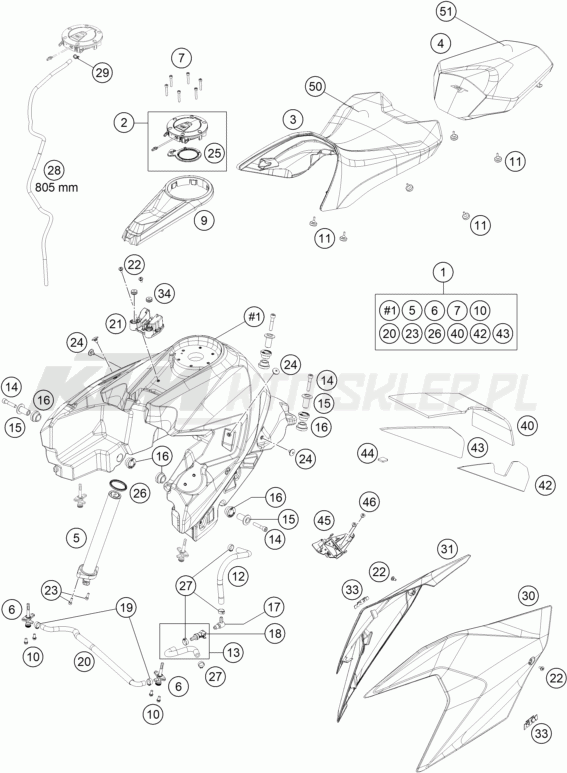 Schemat "TANK, SEAT" do KTM 1290 SUPER DUKE GT